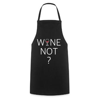 Vin pas | pourquoi pas, des dictons drôles - Tablier de cuisine - noir - Devant - AI Model Male 185 dark (185cm)