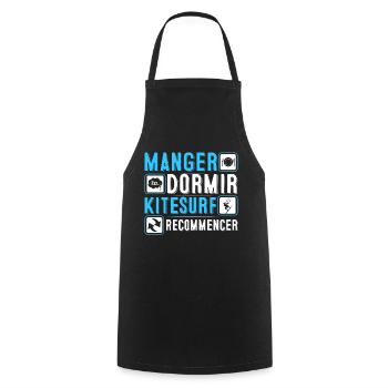 Manger, dormir, kitesurf, recommencer - Tablier de cuisine - noir - Devant - AI Model Male 185 dark (185cm)