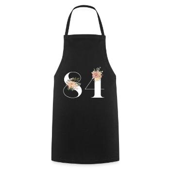 84th Anniversary Flowers (Gift of 84 years) - Cooking Apron - black - Front - AI Model Male 185 dark (185cm)