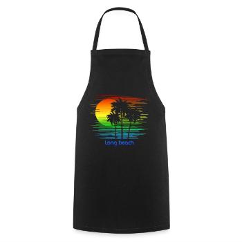 Long Beach California LGBTQ Rainbow Flag Pride - Cooking Apron - black - Front - AI Model Male 185 dark (185cm)