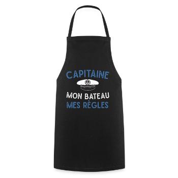 Capitaine mon bateau mes règles cadeau marin homme - Tablier de cuisine - noir - Devant - AI Model Male 185 dark (185cm)
