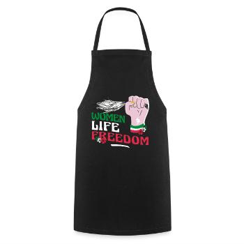Cute Iranian Women - Women Life Freedom - Cooking Apron - black - Front - AI Model Male 185 dark (185cm)