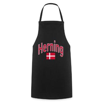 Herning Denmark flag - Cooking Apron - black - Front - AI Model Male 185 dark (185cm)