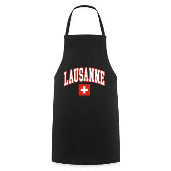 Lausanne schweiz flagge - Kochschürze - Schwarz - Vorne - AI Model Male 185 dark (185cm)