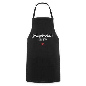 grande-sœur en or - Tablier de cuisine - noir - Devant - AI Model Male 185 dark (185cm)