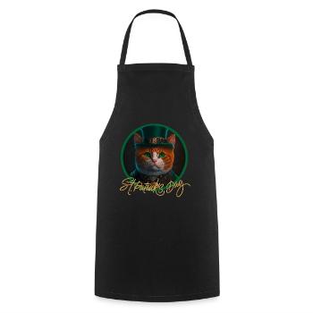 Chat de la Saint-Patrick - Tablier de cuisine - noir - Devant - AI Model Male 185 dark (185cm)