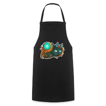 Black cat wizard - Felin kitten - Cooking Apron - black - Front - AI Model Male 185 dark (185cm)