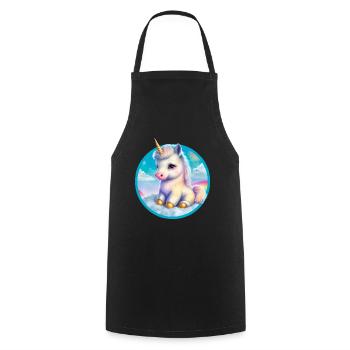 Seated baby unicorn in clouds - Cooking Apron - black - Front - AI Model Male 185 dark (185cm)