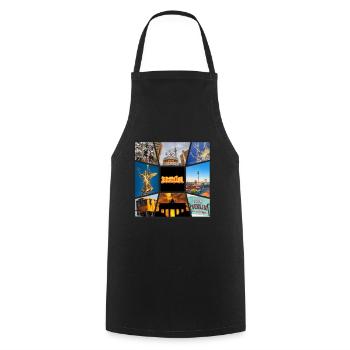 Berlin Skyline Germany City Collage Vintage - Cooking Apron - black - Front - AI Model Male 185 dark (185cm)
