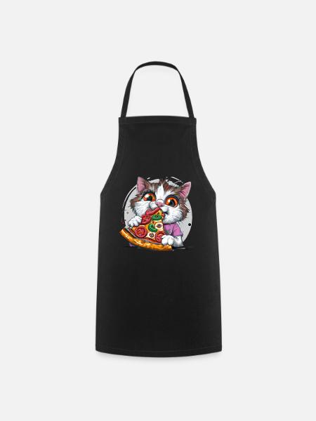 Pizza Cat - Cooking Apron - black