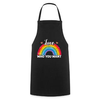 Aimez qui vous voulez Gay Pride LGBT Arc-en-ciel LGBTQ - Tablier de cuisine - noir - Devant - AI Model Male 185 dark (185cm)