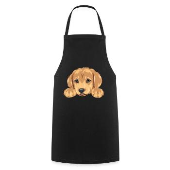 Niedlicher Golden Retriever Welpenkopf - Kochschürze - Schwarz - Vorne - AI Model Male 185 dark (185cm)