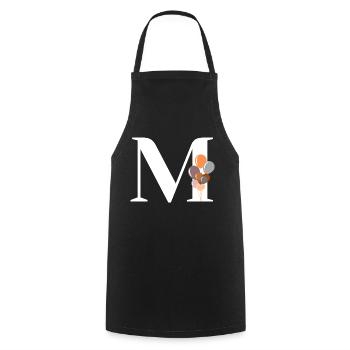 Lettre m ballon d’anniversaire - Tablier de cuisine - noir - Devant - AI Model Male 185 dark (185cm)