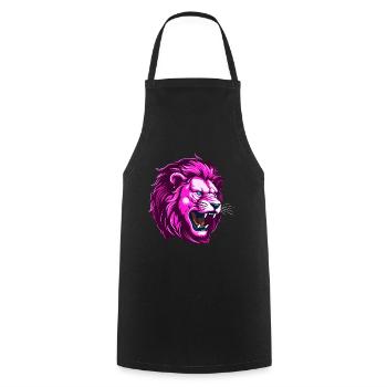 Pink Lion Head - Cooking Apron - black - Front - AI Model Male 185 dark (185cm)