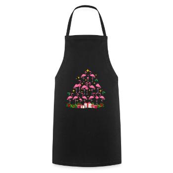 Flamant rose Noël. Cadeau de Noël - Tablier de cuisine - noir - Devant - AI Model Male 185 dark (185cm)