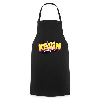 Kevin Custom Name Comic Book Style Pop Art, Kevin - Cooking Apron - black - Front - AI Model Male 185 dark (185cm)