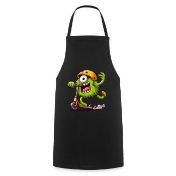 niedliches lustiges Monster auf Escooter - Kochschürze - Schwarz - Vorne - AI Model Male 185 dark (185cm)