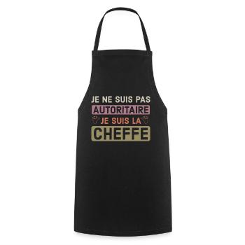 Femme autoritaire femme cheffe 2 - Tablier de cuisine - noir - Devant - AI Model Male 185 dark (185cm)