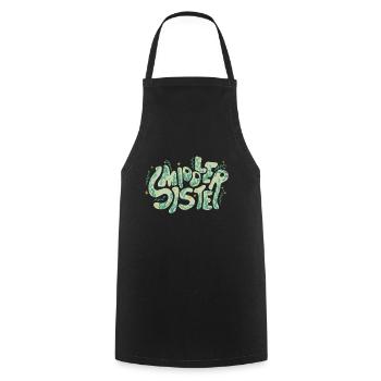 Saying "middle sister" sister - Cooking Apron - black - Front - AI Model Male 185 dark (185cm)