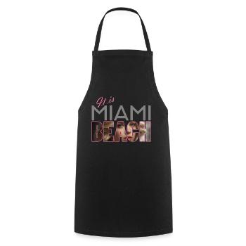 "It is Miami Beach" - Sonne, Strand und Meer - Kochschürze - Schwarz - Vorne - AI Model Male 185 dark (185cm)