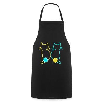 Cat Spring Flower Cats Retro Vintage 80s - Cooking Apron - black - Front - AI Model Male 185 dark (185cm)