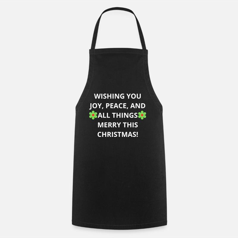 Christmas Blessings: Joy, Peace - Cooking Apron - black