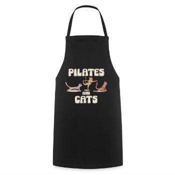 Pilates and Cats Relaxation Motif - Cooking Apron - black - Front - AI Model Male 185 dark (185cm)