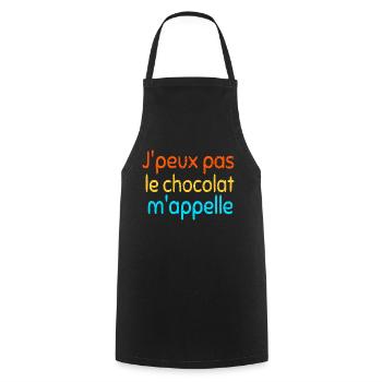 J' peux pas, le chocolat m'appelle - Tablier de cuisine - noir - Devant - AI Model Male 185 dark (185cm)