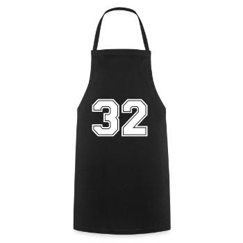 Number 32 - Cooking Apron - black - Front - AI Model Male 185 dark (185cm)
