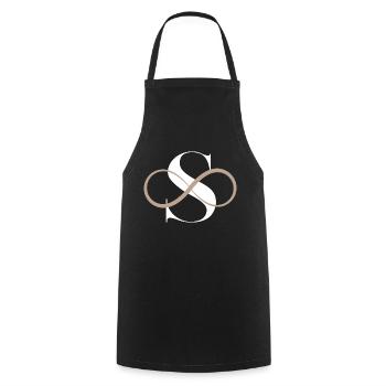 Lettre s infinie - Tablier de cuisine - noir - Devant - AI Model Male 185 dark (185cm)
