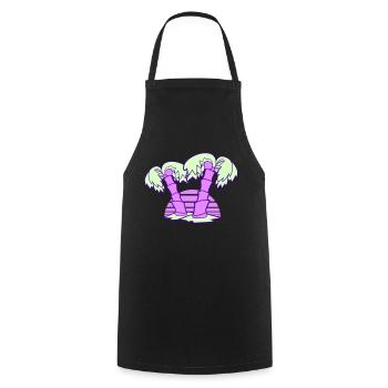 2 Palm Trees Island Tree Stripes Sun Sunset - Cooking Apron - black - Front - AI Model Male 185 dark (185cm)