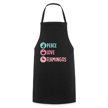 Peace Love Flamingos Cute Pink Bird - Cooking Apron - black - Front - AI Model Male 185 dark (185cm)