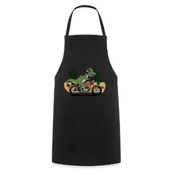 T-Rex à moto - Tablier de cuisine - noir - Devant - AI Model Male 185 dark (185cm)