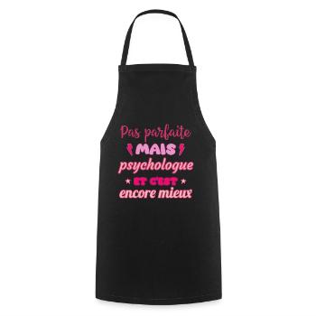 Pas parfaite mais psychologue,idée cadeau - Tablier de cuisine - noir - Devant - AI Model Male 185 dark (185cm)