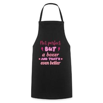 Pas parfait, mais boxeur, boxe - Tablier de cuisine - noir - Devant - AI Model Male 185 dark (185cm)