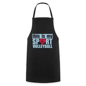 this is my love sports volleyball - Cooking Apron - black - Front - AI Model Male 185 dark (185cm)