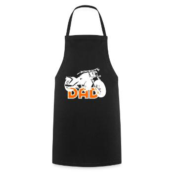 Biker DAD Blanc / Orange moto - Tablier de cuisine - noir - Devant - AI Model Male 185 dark (185cm)