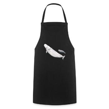 Beluga weiß und ihr Kalb - Beluga und Kalb - Kochschürze - Schwarz - Vorne - AI Model Male 185 dark (185cm)