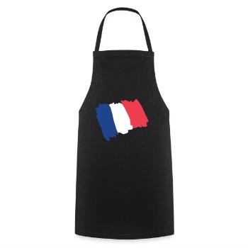 Drapeau de France dessin 2 - Tablier de cuisine - noir - Devant - AI Model Male 185 dark (185cm)
