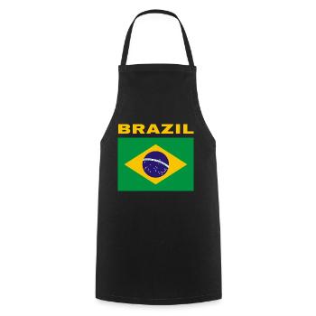 Brazilian Flag Brazil Bandeira Proud Brasileno - Cooking Apron - black - Front - AI Model Male 185 dark (185cm)