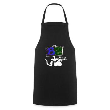 Banksy Style Logo weiß - Kochschürze - Schwarz - Vorne - AI Model Male 185 dark (185cm)