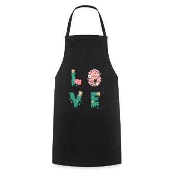 Halloween zombie monster brain love brains - Cooking Apron - black - Front - AI Model Male 185 dark (185cm)
