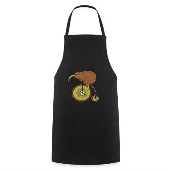 Vélo, cadeau d'humour végétalien végétarien kiwi vélo - Tablier de cuisine - noir - Devant - AI Model Male 185 dark (185cm)