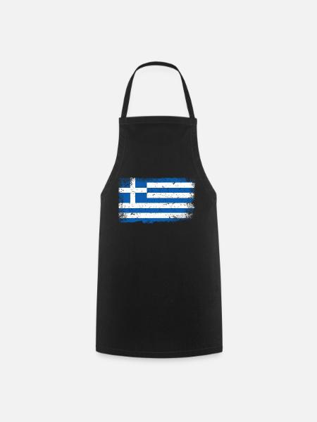 Drapeau de la grèce - Tablier de cuisine - noir