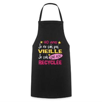 40 ans anniversaire maman. Fête des Mères humour - Tablier de cuisine - noir - Devant - AI Model Male 185 dark (185cm)