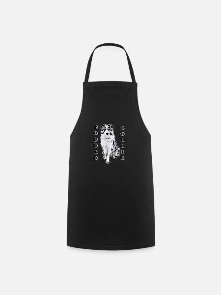 Border Collie Black Merle Comic Texte - Tablier de cuisine - noir