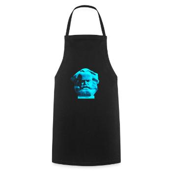 Karl Marx Monument, Chemnitz Nischel. blue - Cooking Apron - black - Front - AI Model Male 185 dark (185cm)