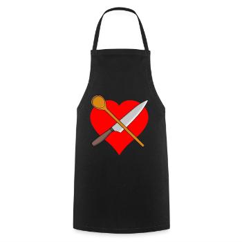 Coeur Cuisine Cuillère Couteau Restaurant d’Art Culinaire - Tablier de cuisine - noir - Devant - AI Model Male 185 dark (185cm)