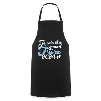 Cadeau Je Vais Être Grand Frère 2024 - Tablier de cuisine - noir - Devant - AI Model Male 185 dark (185cm)