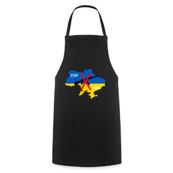 Support Ukraine, Ukraine - stop the war - Cooking Apron - black - Front - AI Model Male 185 dark (185cm)